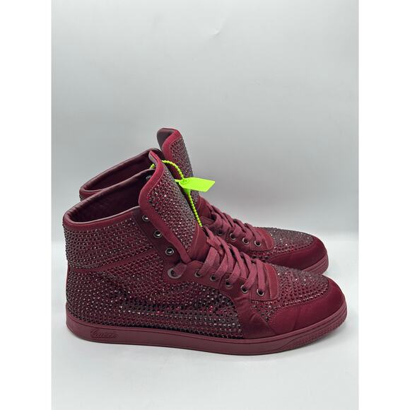 GUCCI Coda Signature High Sneakers Red Crystal Studs Sz 10.5G/US 11 $1190 main image 10